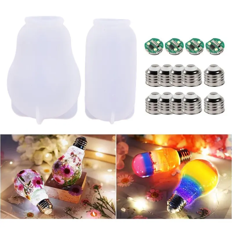 

DIY Light Bulb Silicone Resin Mold Set Chip Base Cover LED Bulb Epoxy Molds