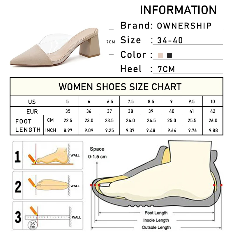 Женские мулы Элегантные женские тапочки прозрачные высокие каблуки Женщина Office