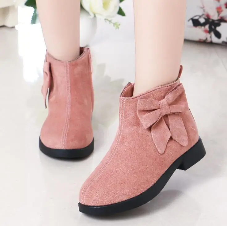 

Girls Martin Boots Leather Sport Shoes For Girls Children Warm Boots Fashion Soft Bottom Princess Snow Boots Kids Sneakers 2021