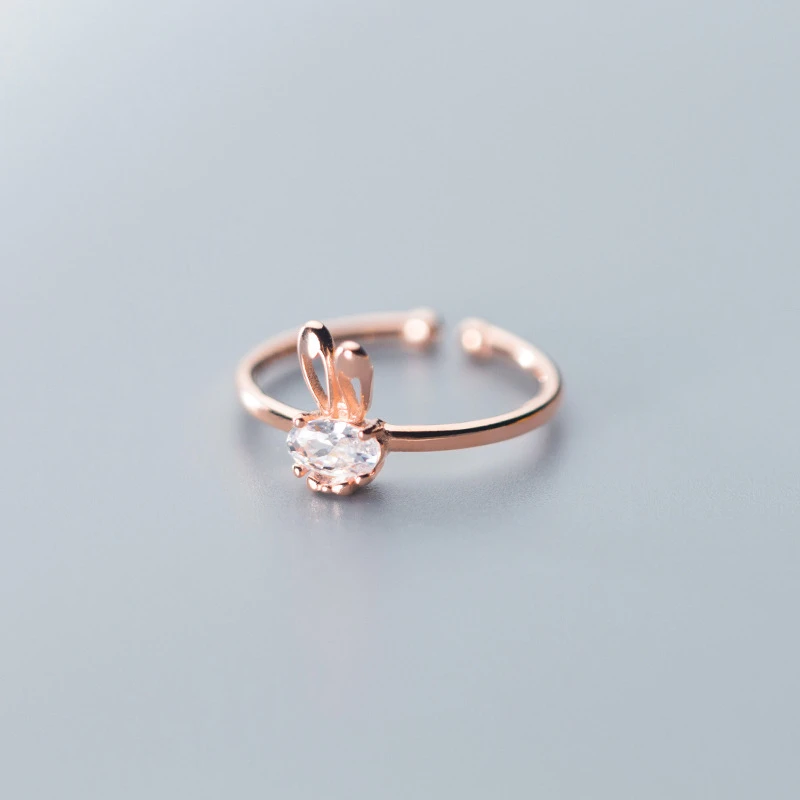 Женское регулируемое кольцо с кроличьими ушками из 100% стерлингового серебра 925