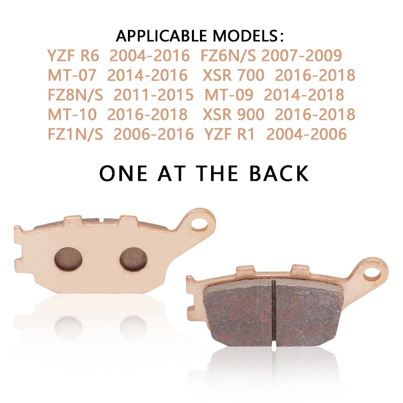 Передние и задние тормозные колодки для мотоцикла Yamaha YZFR6 YZF600 2004-2015 YZFR1 1000 2004-2006 FZ1