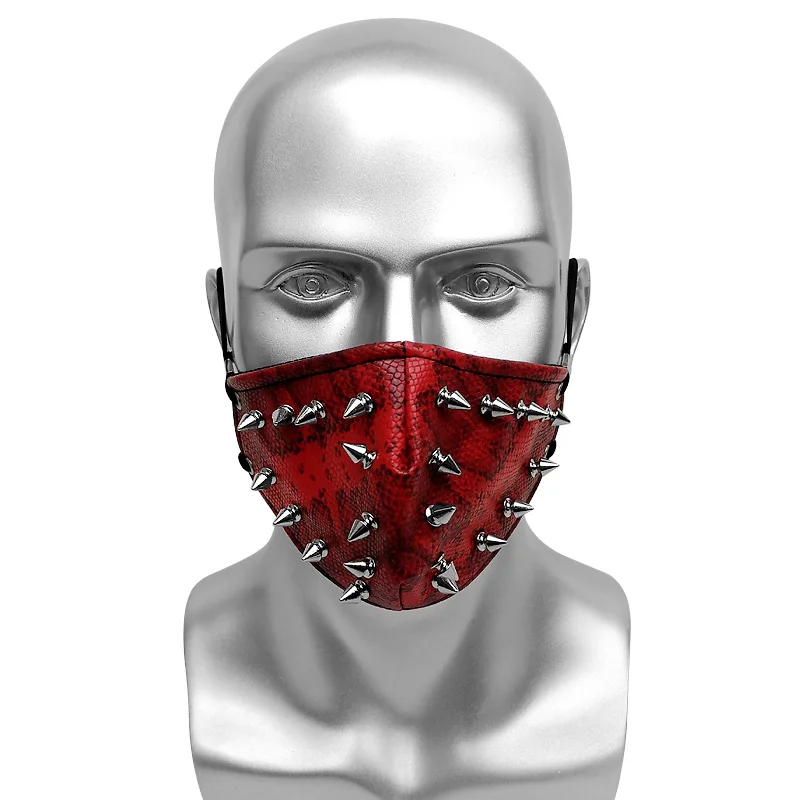 

Маска на половину лица с заклепками в стиле панк из искусственной кожи мотоциклетная Пылезащитная ветрозащитная Готическая маска для мужч...