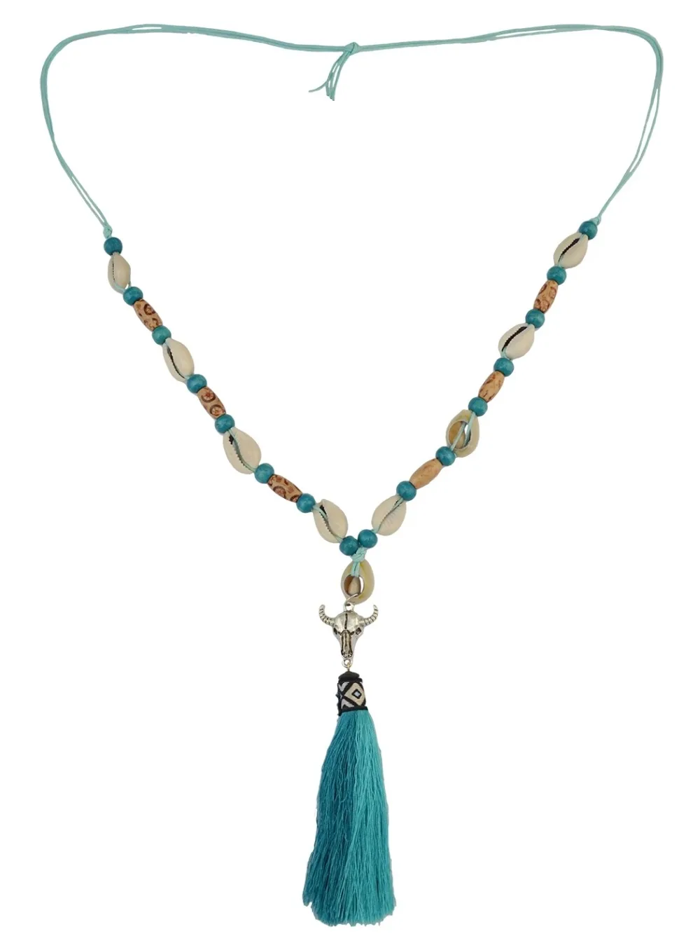 Ожерелья ручной работы с синей веревкой и головой быка для женщин богемные