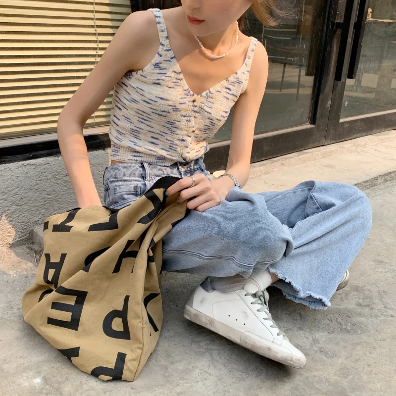 

Camisole Women Striped Rainbow Color Ulzzang Street Style Knitwear Chic Kpop Girls Fashion Vest Crop Tops Sexy Slim Stretchy New