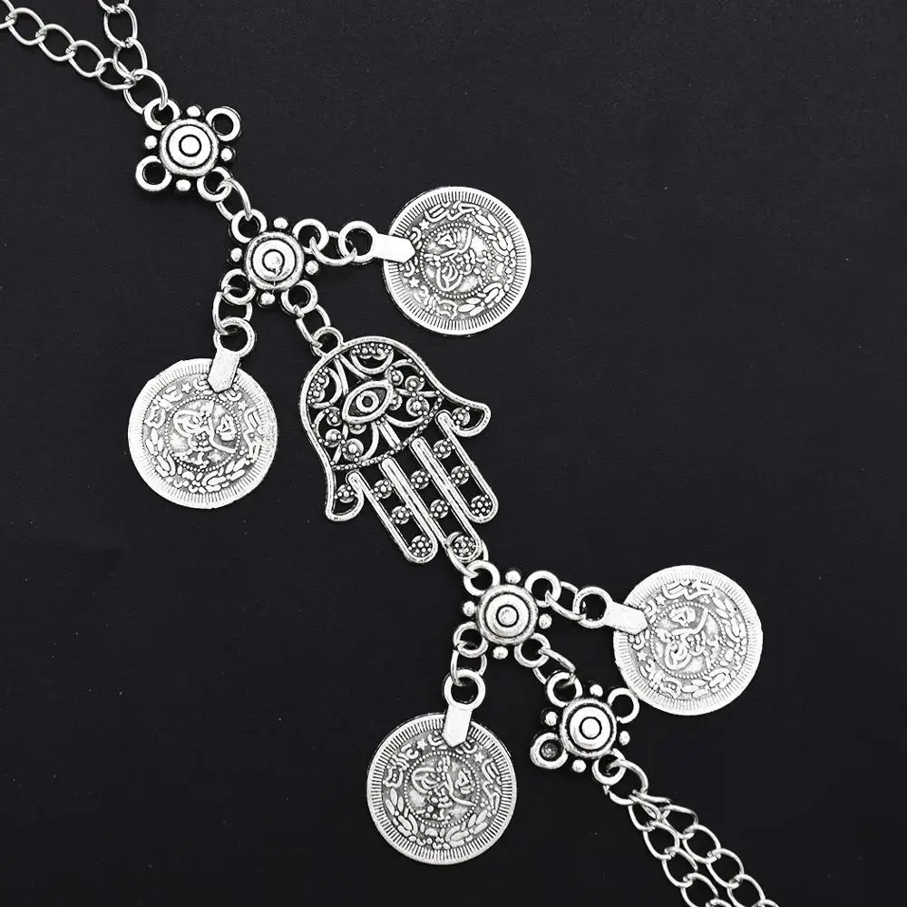 Women Gypsy Jewelry Bracelets Silver-Color Coin eye Charms Dangle Pendant Vintage Ethnic Gift Free Shipping | Украшения и