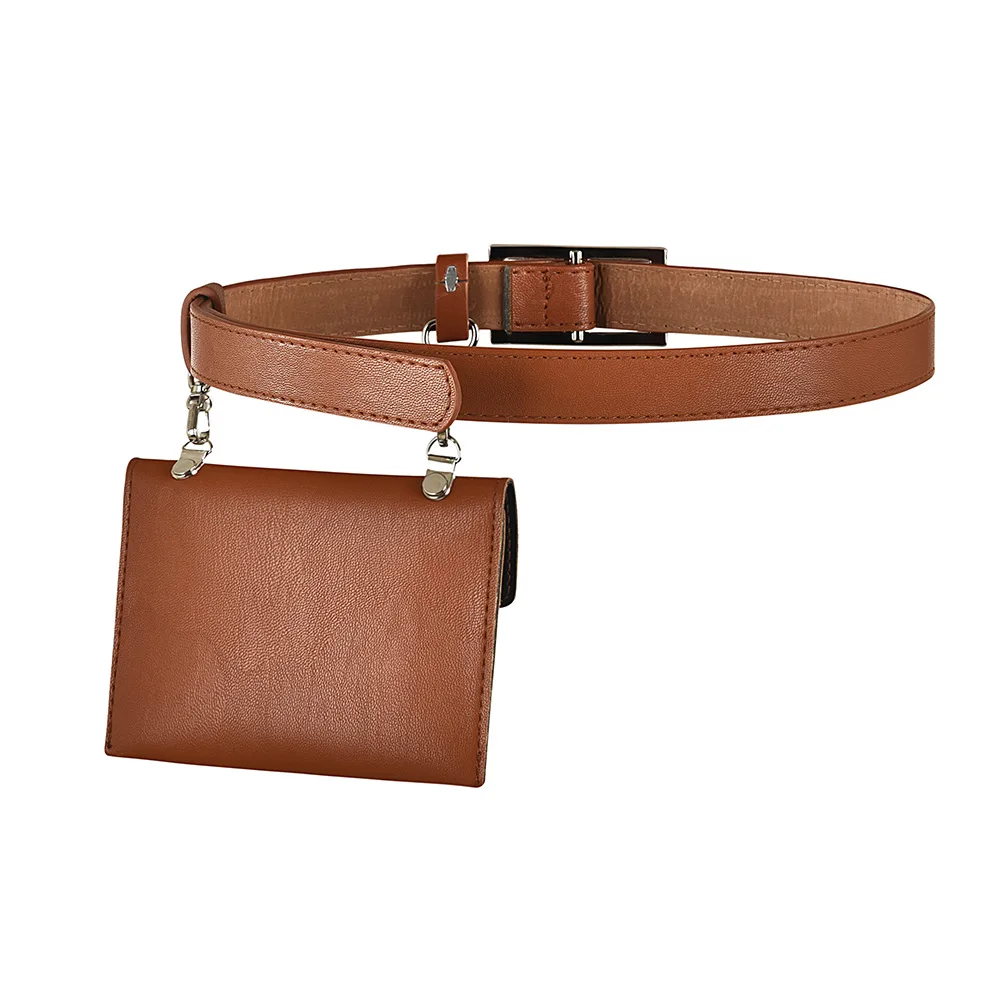 Новинка длинная юбка брюки Дамская Талия искусственная кожа пояс кошелек