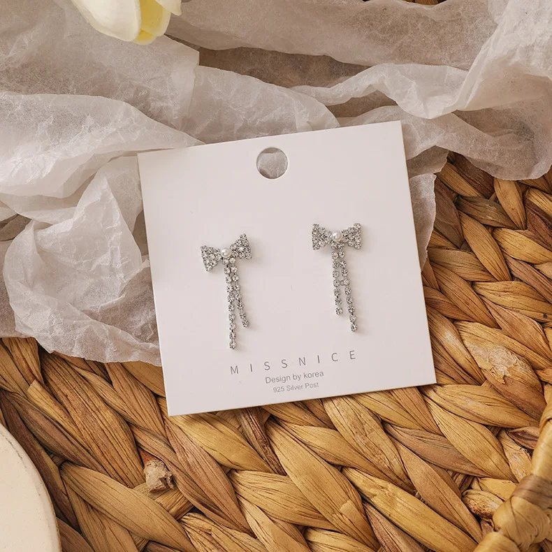 2020 висячие серьги с бантом и кисточками в Корейском стиле короткие элегантные