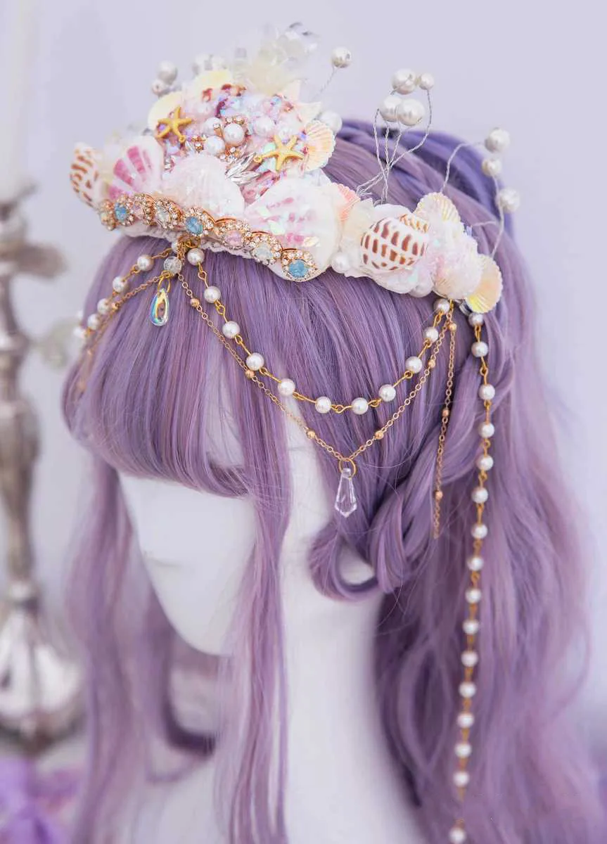 Головной убор Русалка ореол жемчужная оболочка Корона гребешок раковина