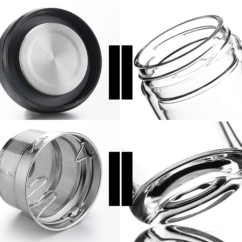 Стеклянная бутылка для воды с двойными стенками и чайным фильтром из нержавеющей