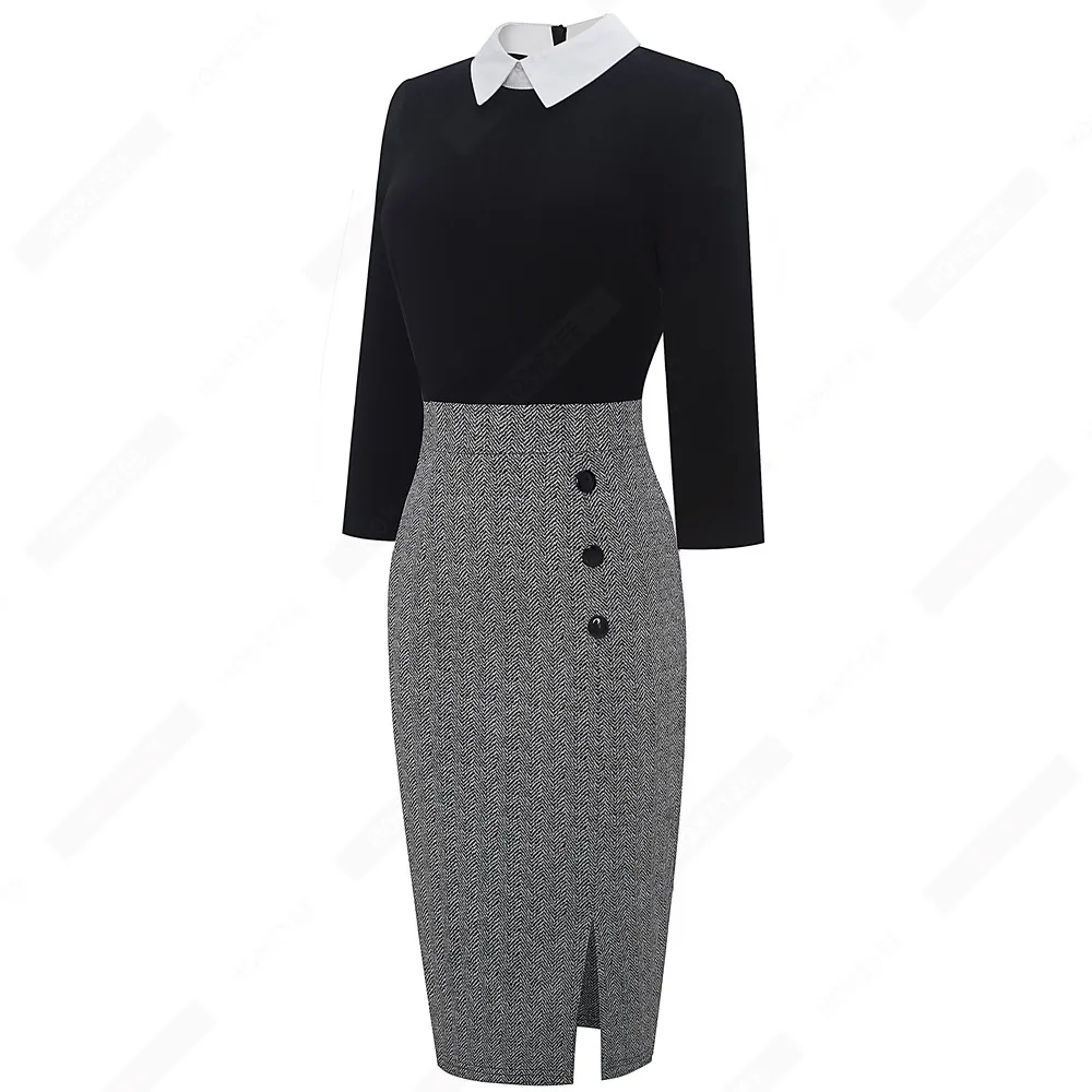 Винтажное деловое элегантное офисное платье карандаш с круглым вырезом и