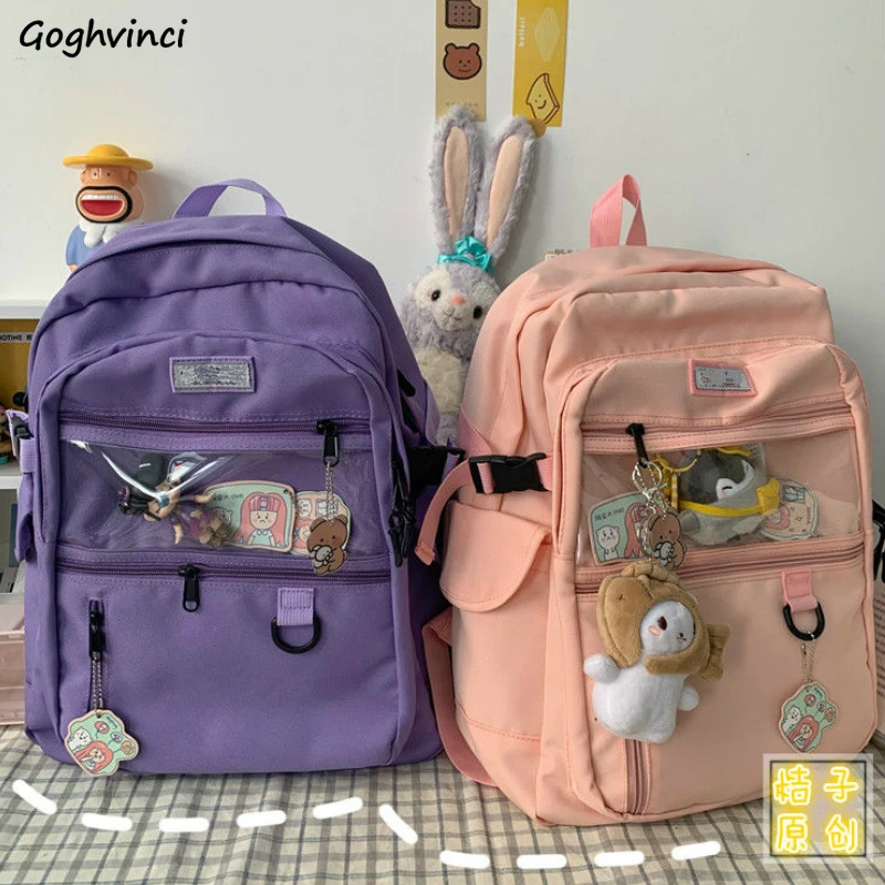 Рюкзаки для женщин в стиле Оксфорд свободного кроя однотонные с обычным студенток преппи Милые рюкзак