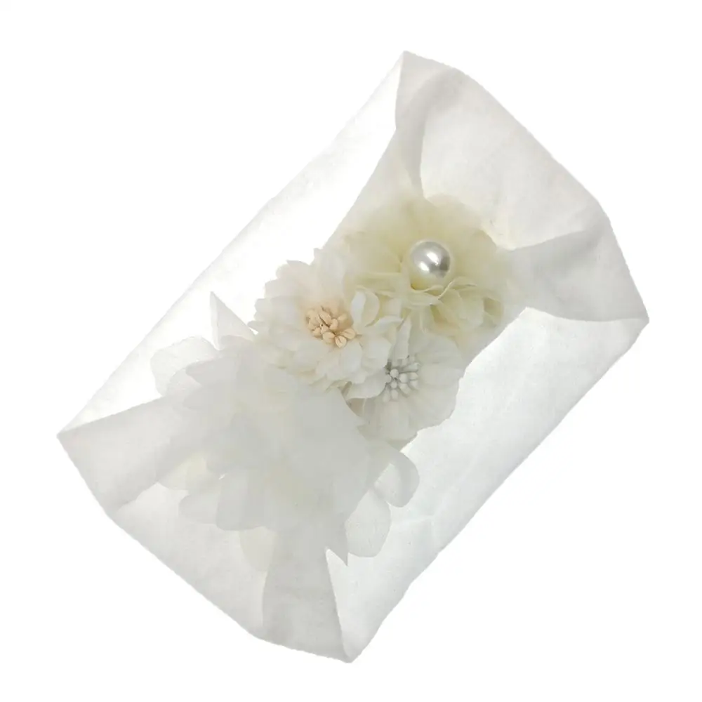 Перламутровый Тюрбан повязка на голову для маленьких девочек Цветочные головные