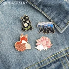 Эмалированные булавки в виде ландшафта на животных, кошка, медведь, лиса, ежик, броши, значки, модные милые булавки, подарки для друзей, оптовая продажа