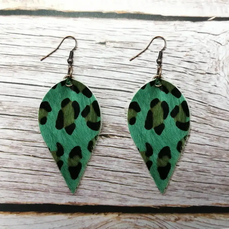 Женские серьги-капли ZWPON модные серьги из натуральной кожи с леопардовым принтом