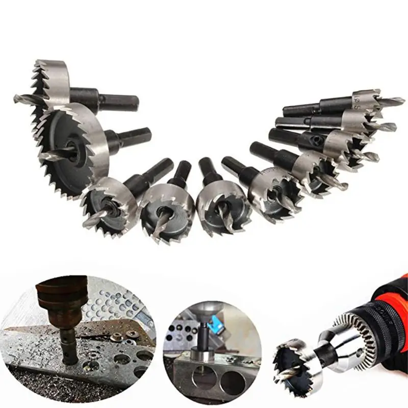 

HSS Hole Saw Kits for Metal 10 pcs High-Speed Steel Hole Saw Cutting Kit Drill Bits Opener Cutter Tool for stainless Ste