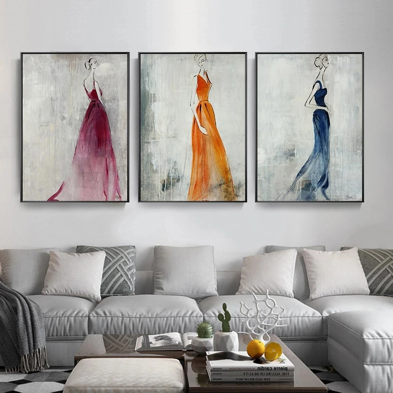 

Abstract Figure Women Vintage Poster Wall Art Canvas Painting Minimalist Prints Decorative Wall Pictures for Living Room Decor