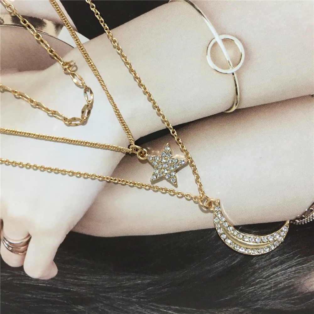 2019 Новое поступление золота Цвет покрытие блестящие подвеска Звезда Луна