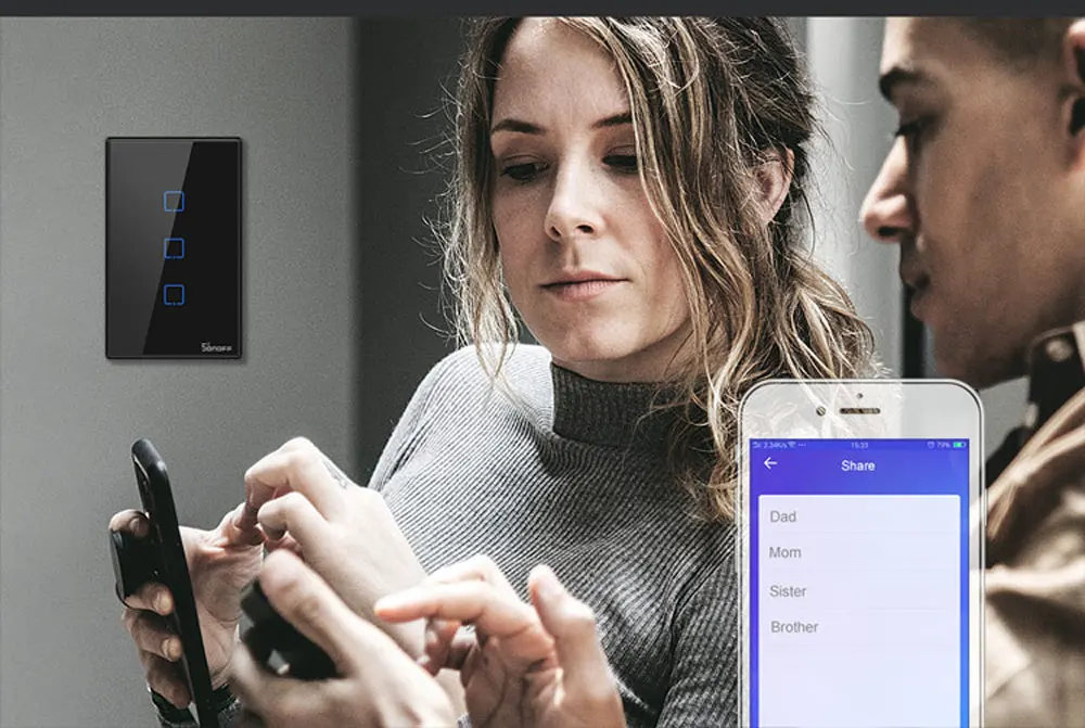 Sonoff T3 US беспроводной RF433 Wifi настенный выключатель света черная стеклянная панель приложение пульт дистанционного управления умный дом сенсорный переключатель с Alexa Google Home
