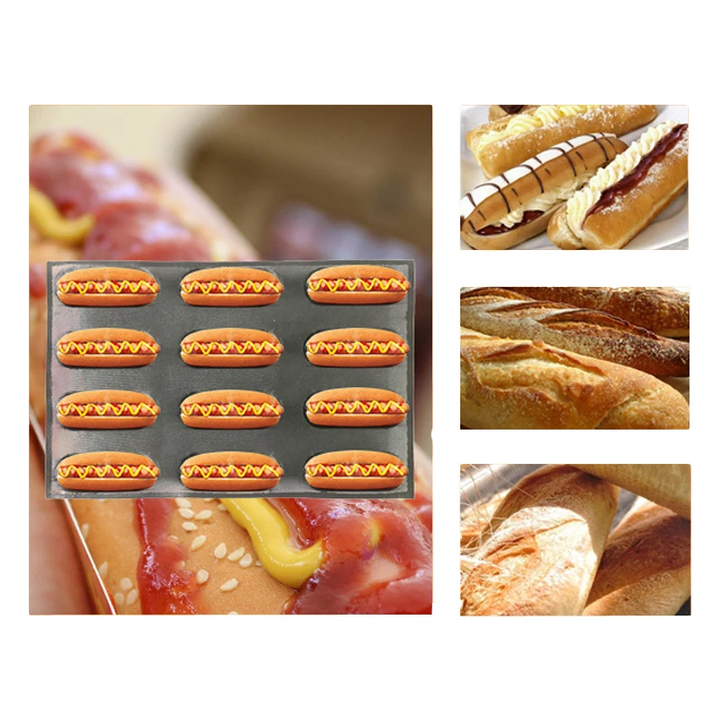 

Meibum 5 Types Hot Dog Mould Baguette Silicone Bread Molds Long Loaf Perforated Form Baking Tools Glass Fiber Non Stick Bakeware