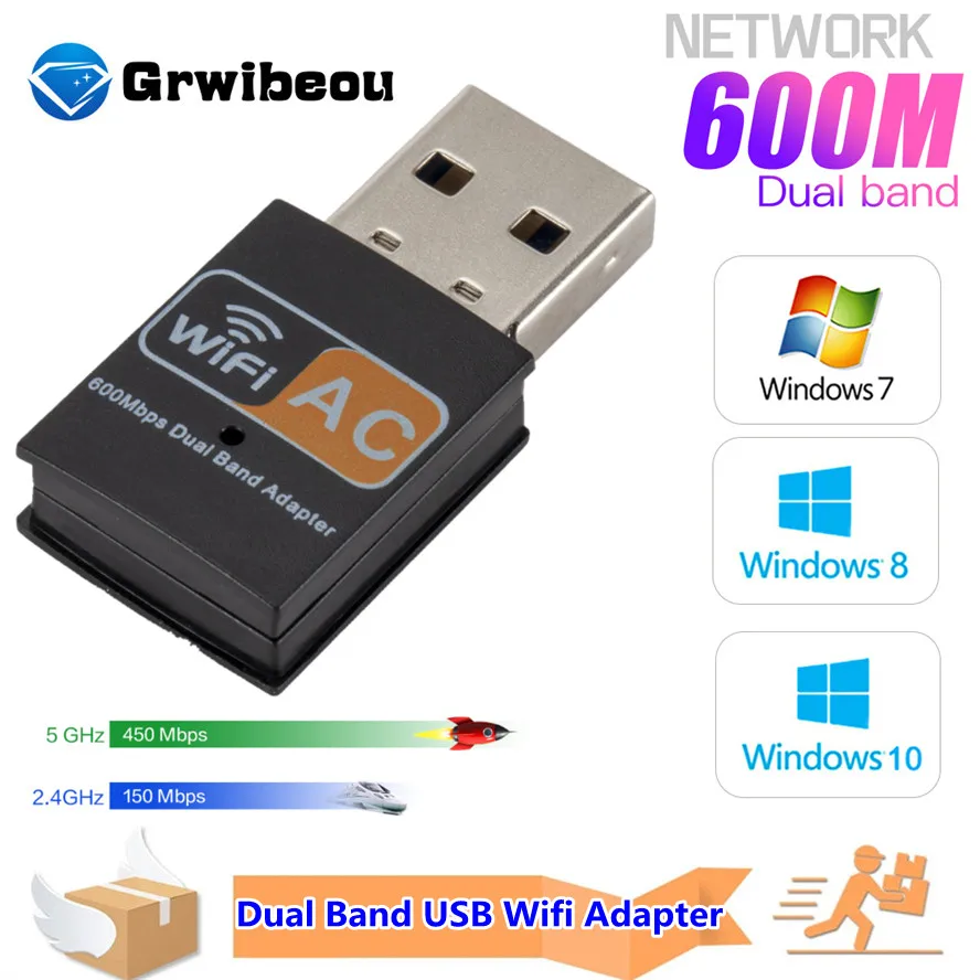 Двухдиапазонный USB Wi Fi адаптер 600 Мбит/с Bluetooth 802.11ac Мини ключ портативная сетевая