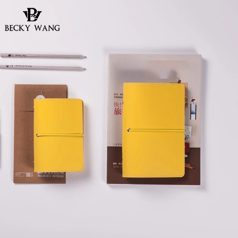 

A6 Rope Binding Leather Palnner 2021 Notebook Loose Leaf Traveler Book Colorful Diary Notepad