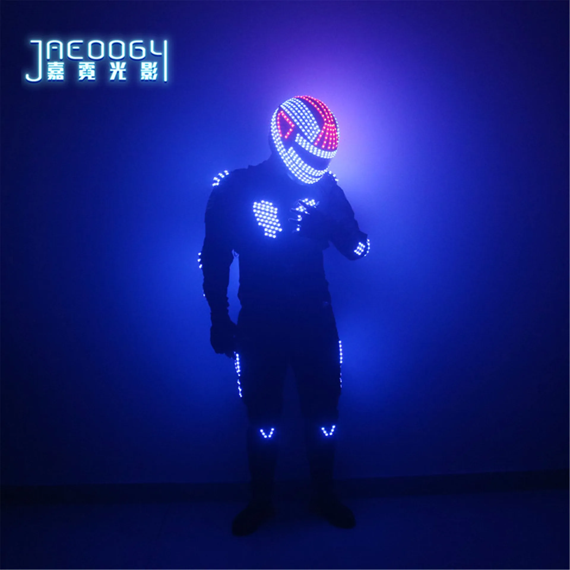 LED robot costume stage RGB glowing jacket dancer wearing cosplay laser gloves nightclub party man lighting up | Дом и сад