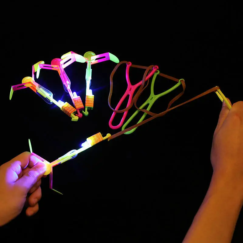 

1/3/5 PCS High Temperature Plastic Sheet Small Flying Arrow Not Easy To Break LED Elastic Helicopter Catapult Toys