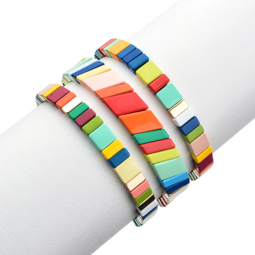 Набор браслетов ZMZY Rainbow с регулируемыми треугольными бусинами женские браслеты