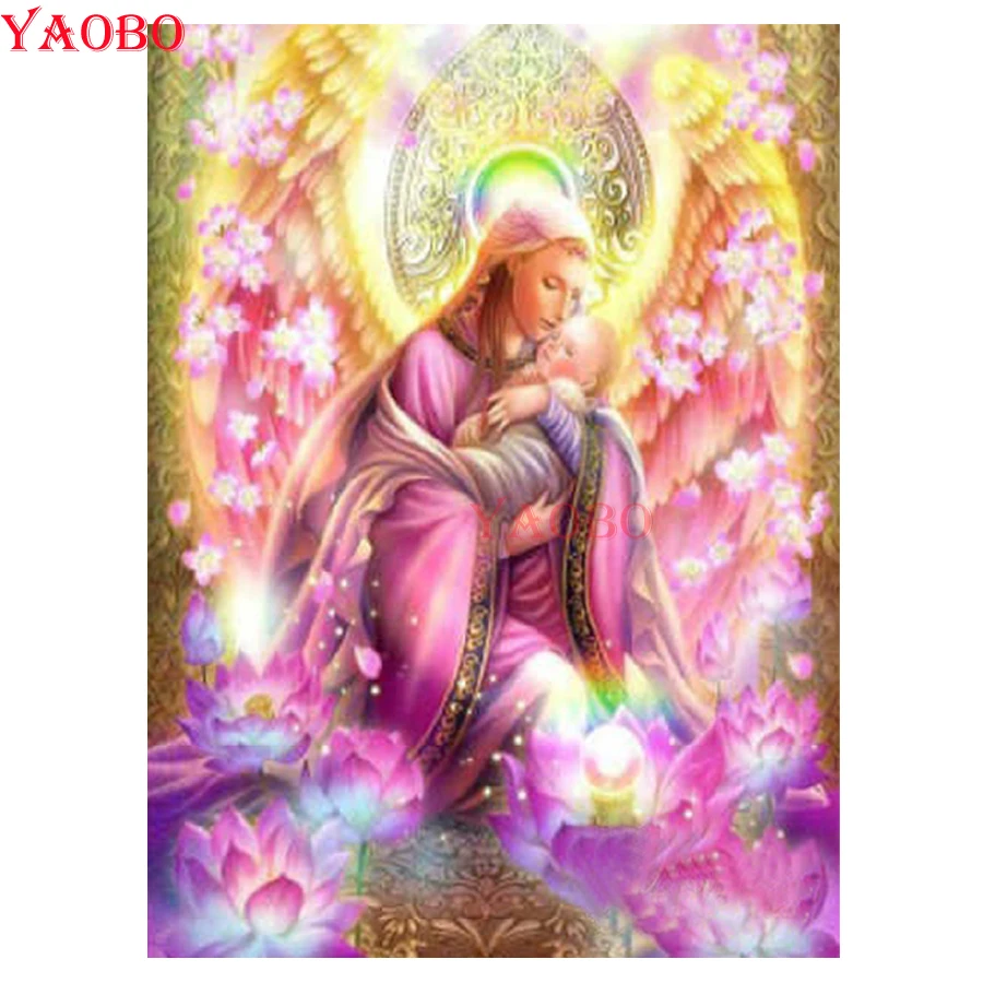 

Full Square 5D Diy Diamond Painting Religious angel virgin and baby Diamond Mosaic Embroidery Pictures Of Rhinestones Decoration