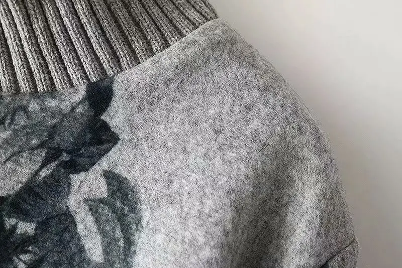 Осенне-зимнее Новое Женское шерстяное платье с рисунком чернил 2019 свободное