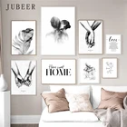 Скандинавская Минималистичная Настенная картина с поцелуем на плечо, настенное художественное полотно, Постер, черные белые художественные картины для гостиной, домашний декор