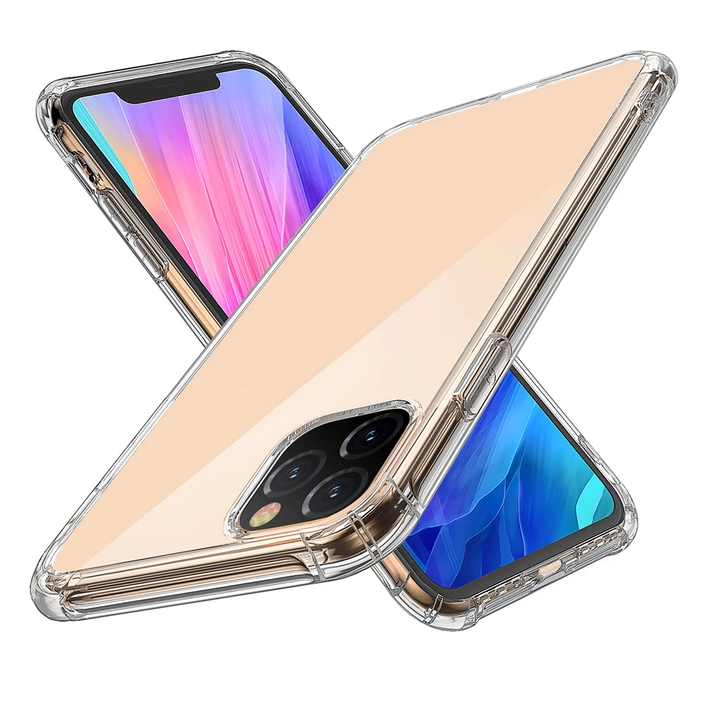 Transparent Чехол для телефона Iphone 11 Pro Max градиентный Цветной корпус телефона четыре угла анти-падение ультра-тонкий защитный чехол Модный ультратонкий - Цвет: Transparent