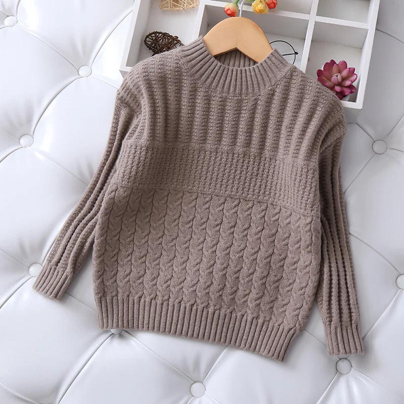 Вязаный свитер с крученой вязкой для мальчиков и девочек Осенний Детский 2019 года