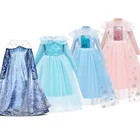 Зимнее детское платье Эльзы для девочек, утепленный костюм принцессы Снежной Королевы на Хэллоуин, детский наряд на Рождество, карнавал вечерние, одежда