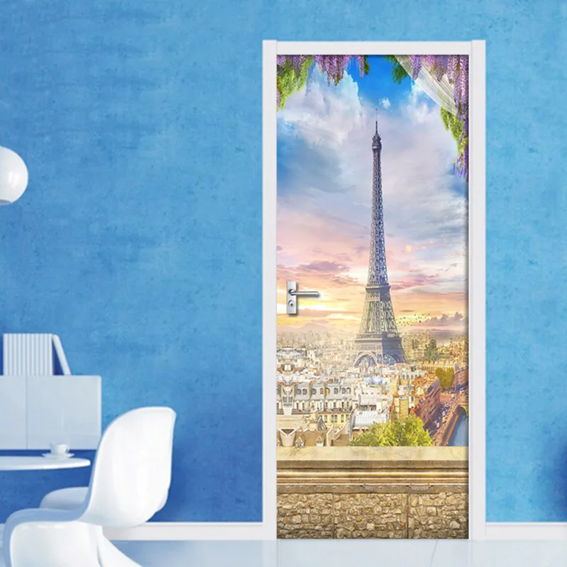 Наклейки на двери французской сцены Парижская башня декоративные Стикеры