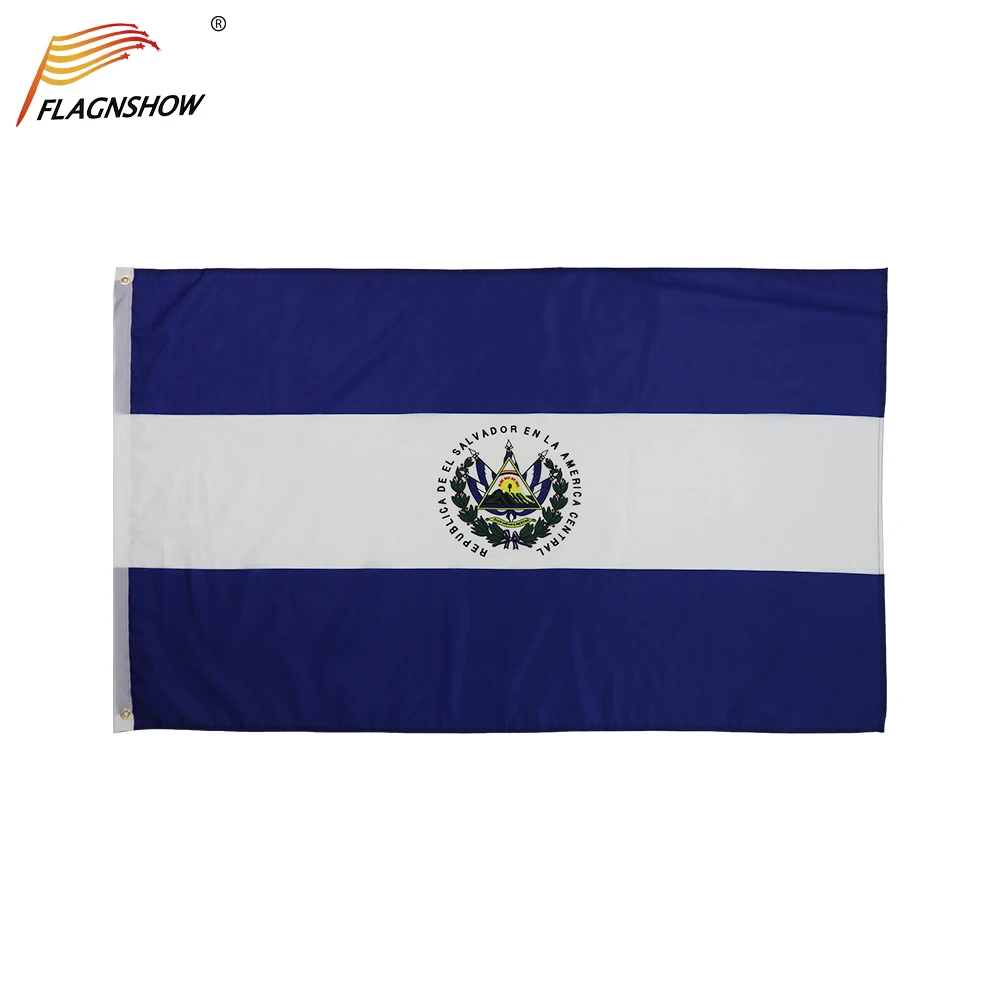 

Flagnshow El Salvador Flag 3X5 FT Hanging Salvadoran National Flags Polyester with Brass Grommets Free Shipping for Decoration