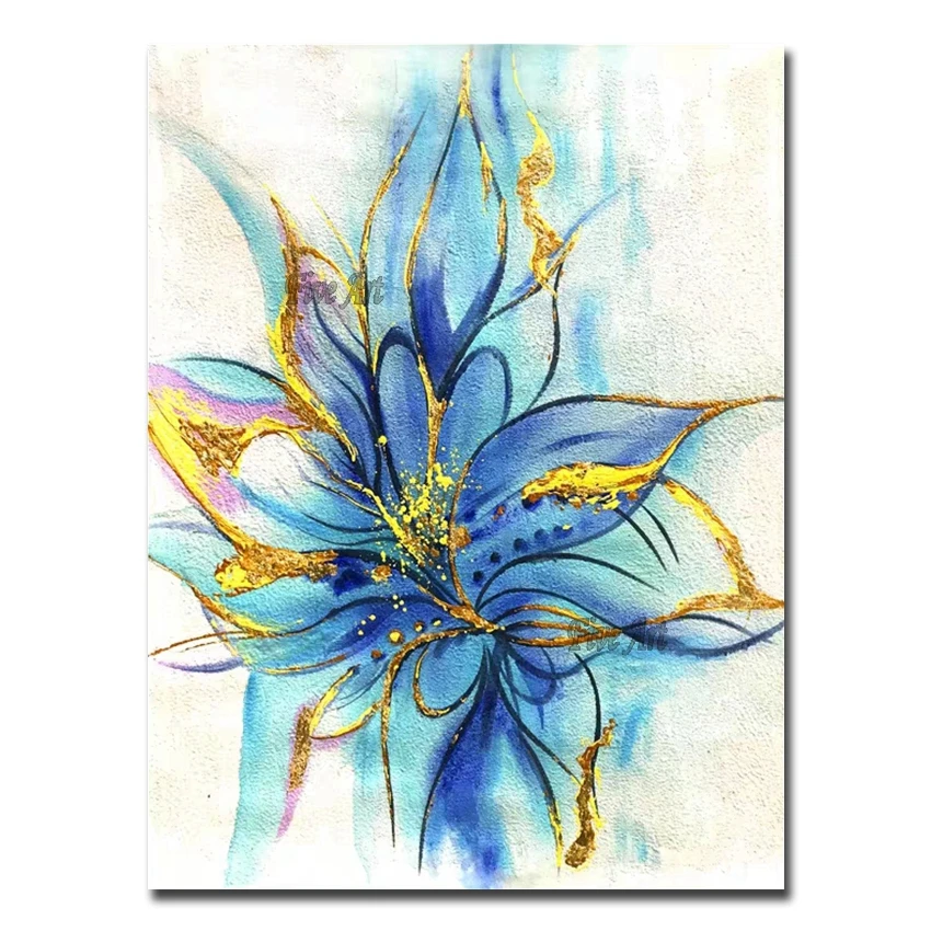 

Картина маслом «Золотой цветок», живопись, искусство, ручная роспись 100%, абстрактный цветок, холст, Настенный декор, искусство, бесплатная д...