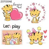 zotoone iron on couple tiger patches heat transfer for clothing diy letter flower patch for kids vinyl heart stickers applique h