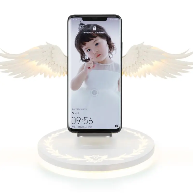 

10W Universal Colorful LED Angel Wings Qi Wireless Charger Charge Dock For iPhone 8 Plus X XS MAX XR Mobile Phone