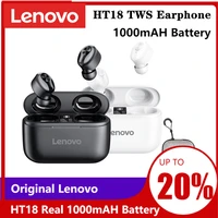 lenovo ht18 wireless tws 5 0 earbuds 1000mah battery display volume control earbuds hifi stereo hd talking stock ipx5 waterproof
