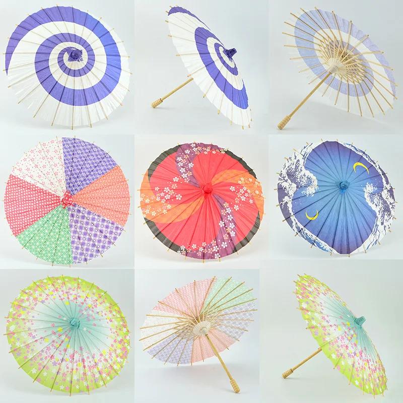 

2 шт., бумажный зонт в китайском стиле, классический бумажный зонтик, реквизит для семейных танцев, платье 30/40/60 см