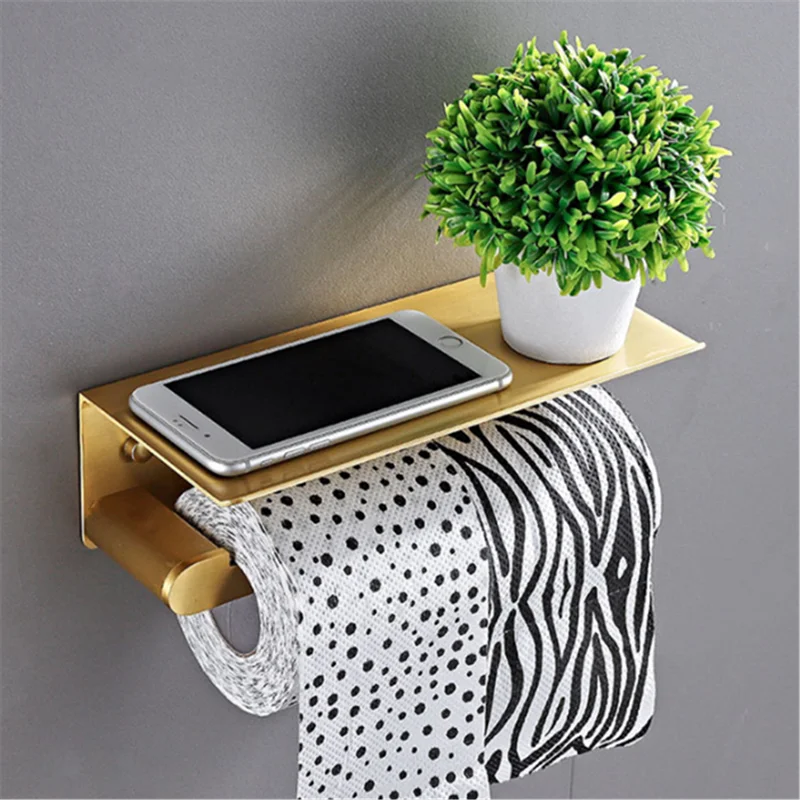 Настенный золотистый держатель для туалетной бумаги в ванную комнату рулона
