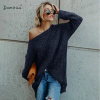sweater women irregular plush long sleeved oblique shoulder sweater oversize casual womens winter fashion pullover sweaters