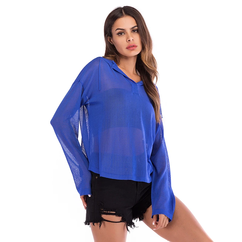 Autumn Hooded Cap Cropped Sweater Women Fashion Knitted Translucent Hollow Out Streetwear Sueter Mujer Invierno | Женская одежда