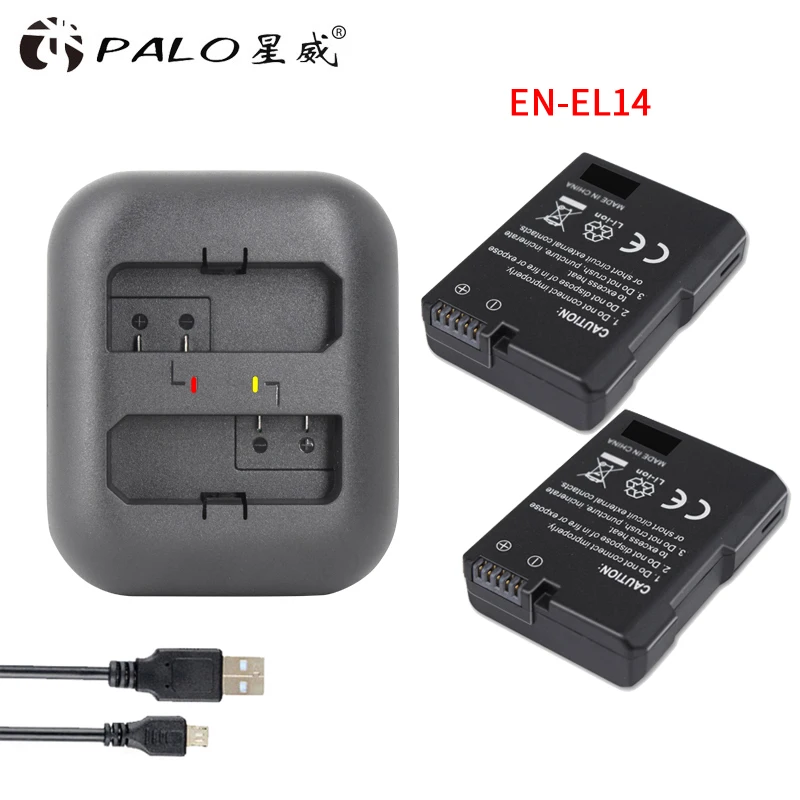 

PALO EN-EL14 EN-EL14A ENEL14 Battery for Nikon D3100 D3200 D3300 D3400 D3500 D5600 D5100 D5200 P7000 Digital Batteries