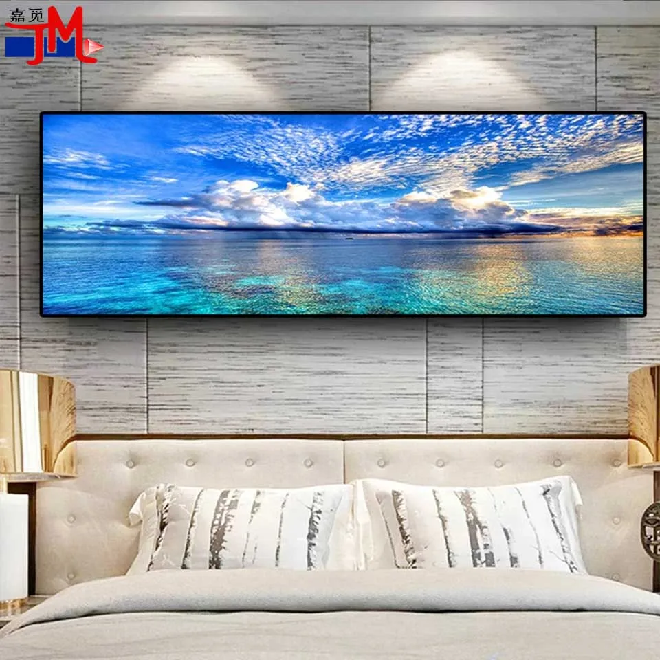 

Алмазная живопись с естественным закатом, пейзажем озера, средиземноморская Скандинавская Настенная картина, алмазная вышивка, мозаика в п...