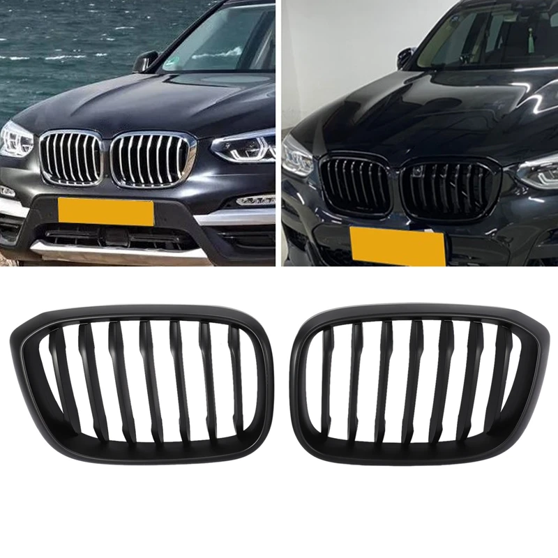 

Решетка радиатора для передней капота автомобиля AL22 -2 шт., сетчатые матовые черные гоночные решетки для-BMW G01 G02 G08 X3 X4 2018 2019 2020