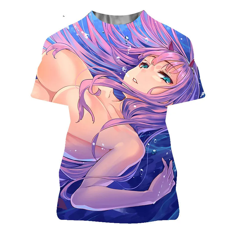 

Dynamic animation 3D printing men's and women's O-neck T-shirts, endless sexy tops, short-sleeved shirts, factory customization