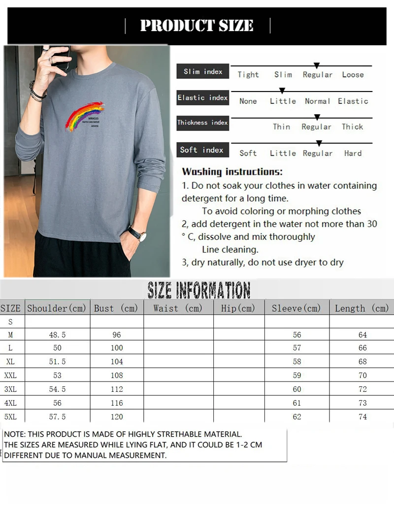 

T-shirts Long Sleeve Fashion Casual Men tshirt Solid Color Round Neck Bottom Loose Plus Size Autumn and Winter Soft Streetwear