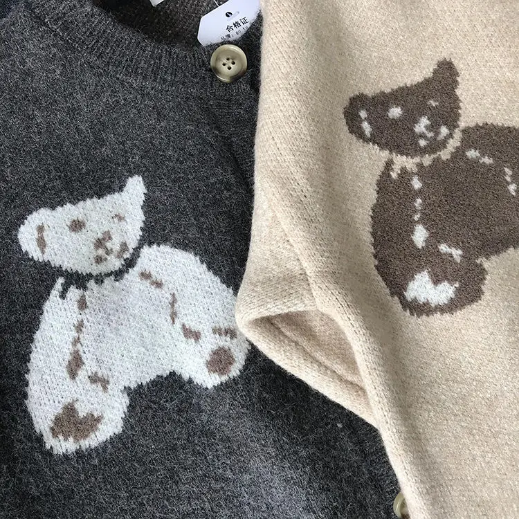 

Baby boys and girls Cardigan sweater 2-11years autumn and winter Cartoon jacquard Koala Bear knitting outwear unisex clothing